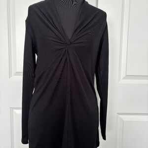 Terraware Earth Aware Black long sleeve Twist Front V-neck Top Sz S
